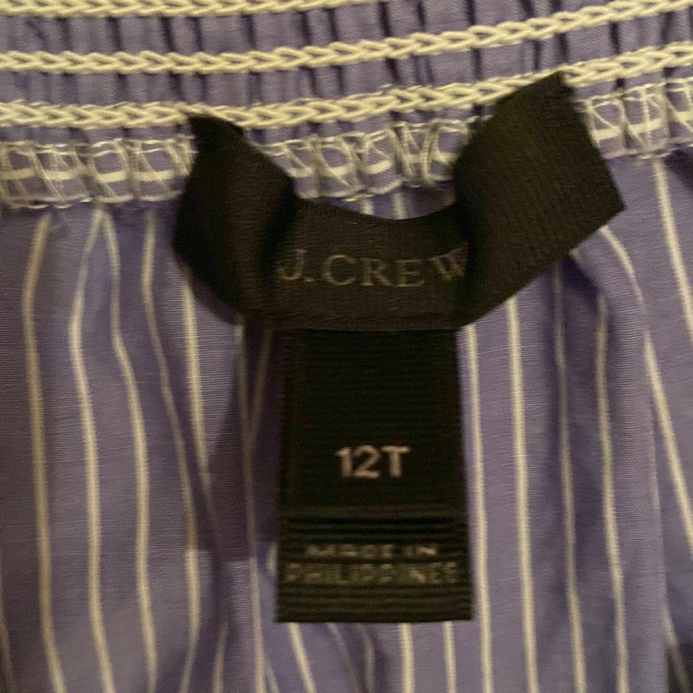 J.Crew Chambray Off The Shoulder Blue White Stripe Blouse size 12T - Picture 4 of 7